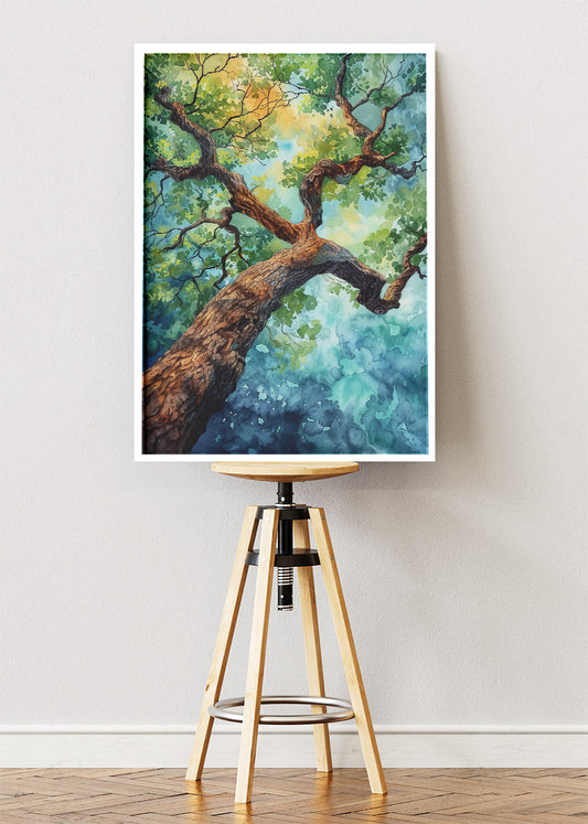 Watercolor Forest Canopy Tree Perspective Canvas & Poster Print – AI PRINT LAB