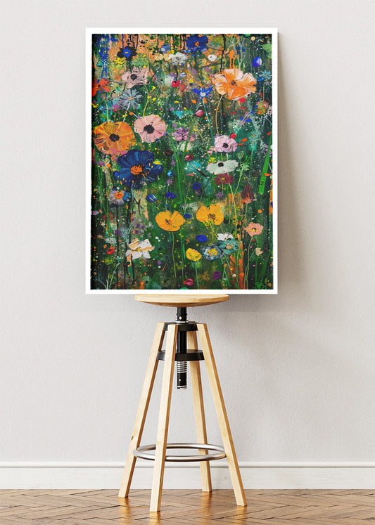 Vibrant Wildflower Garden Abstract Canvas & Poster Print – AI PRINT LAB