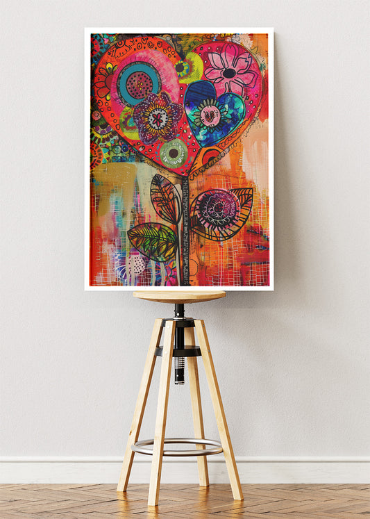Abstract Heart Flower Pop Art Canvas & Poster Print – AI PRINT LAB