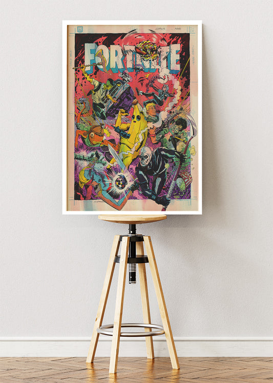 Retro Fortnite Comic Wall Art Poster & Canvas – Action-Packed Gaming Artwork