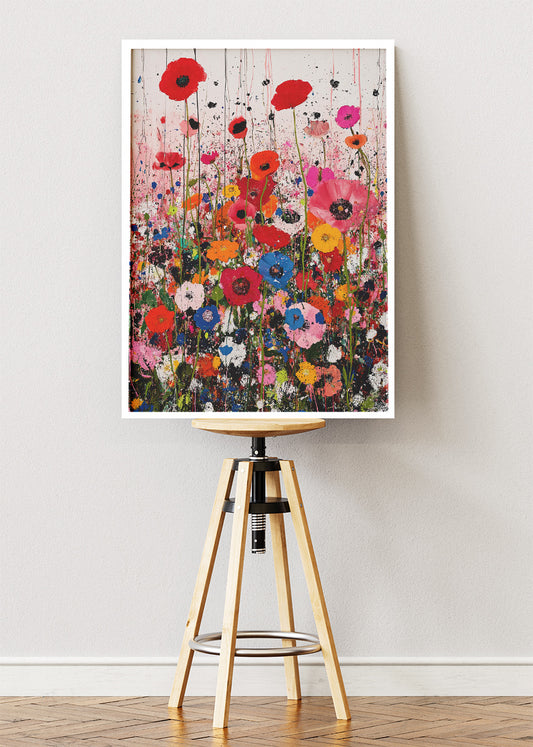 Colorful Abstract Poppy Flower Garden Canvas & Poster Print – AI PRINT LAB
