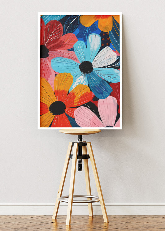 Bold Colorful Floral Pop Art Canvas & Poster Print – AI PRINT LAB