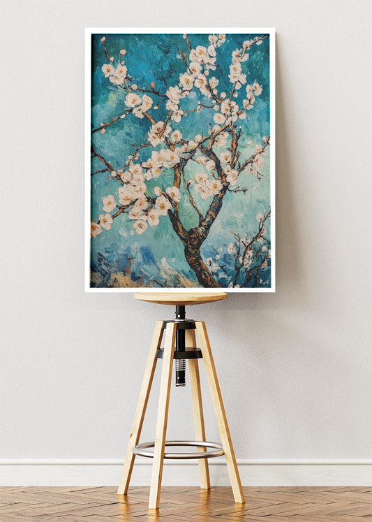 White Blossom Tree Impressionist Canvas & Poster Print – AI PRINT LAB