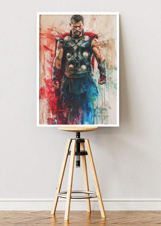 Thunder God Warrior Splash Art Canvas & Poster Print – AI PRINT LAB