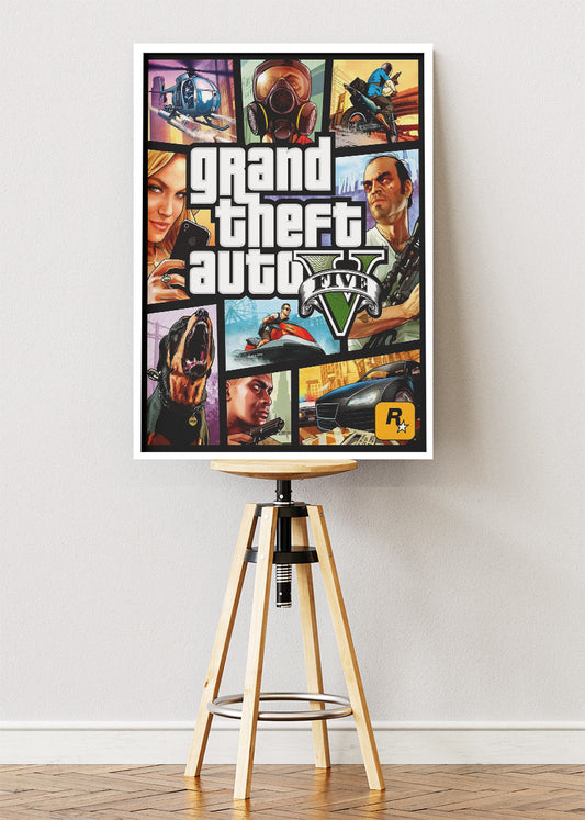 Grand Theft Auto V Wall Art Poster & Canvas – Iconic Game Moments Collage Gaming Artwork