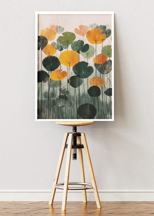 Modern Botanical Lotus Leaf Pattern Canvas & Poster Print – AI PRINT LAB