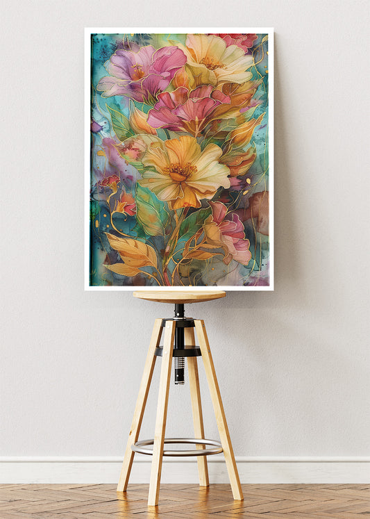 Elegant Watercolor Floral Bouquet Canvas & Poster Print – AI PRINT LAB