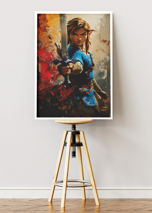 The Legend of Zelda Breath of the Wild Wall Art Poster & Canvas – Link Warrior Portrait Gaming Artwork