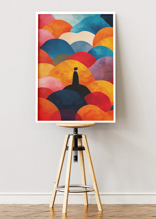 Colourful Abstract Hills Wall Art – Modern Geometric Landscape Canvas Print & Contemporary Statement Poster for Living Room Decor UK