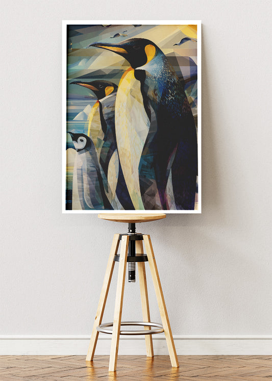 Penguin Family Canvas Print & Poster – Modern Arctic Wildlife Wall Art