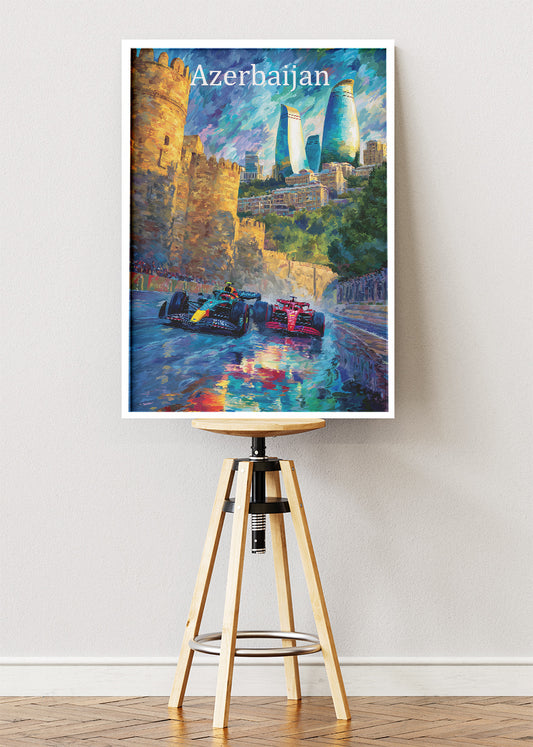 Azerbaijan Grand Prix Poster & Canvas Print | Baku City Circuit Formula Racing Wall Art