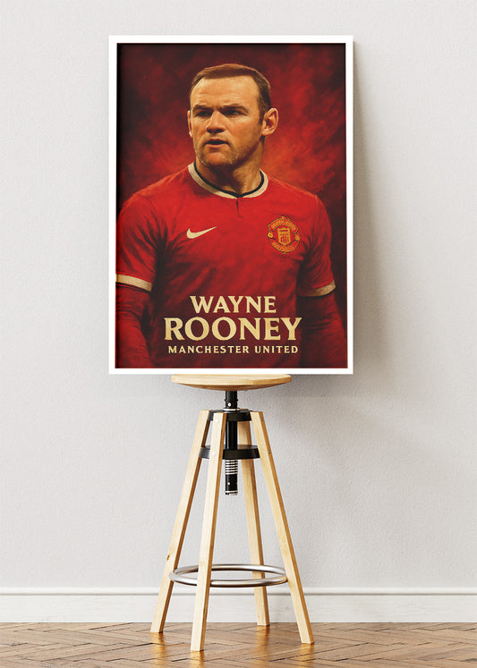 Wayne Rooney Manchester United Football Wall Art | Legendary Red Devils Striker Poster & Canvas