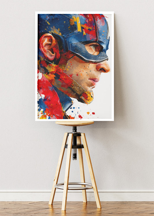 Captain America – Artistic Side Profile Canvas & Poster Print – AI PRINT LAB