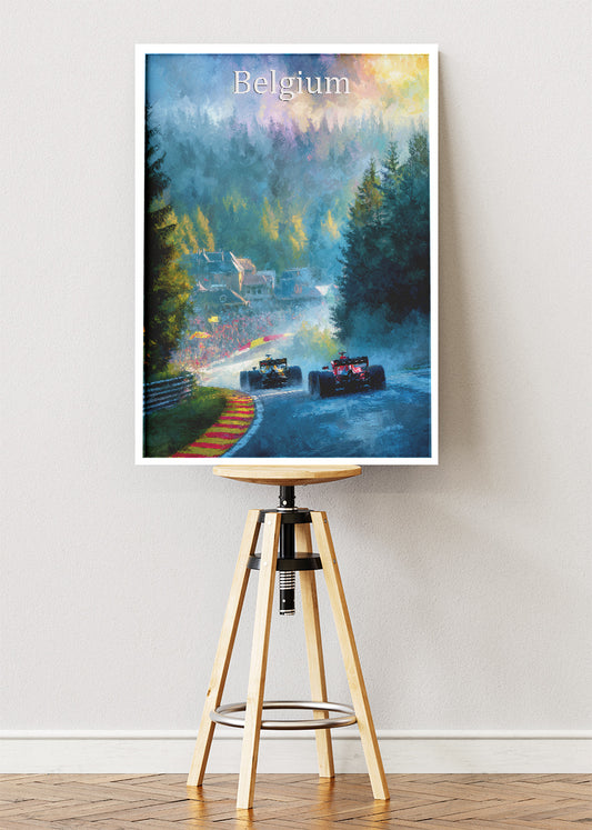 Belgium Formula 1 Spa Racing Poster & Canvas | Atmospheric Motorsport Wall Art