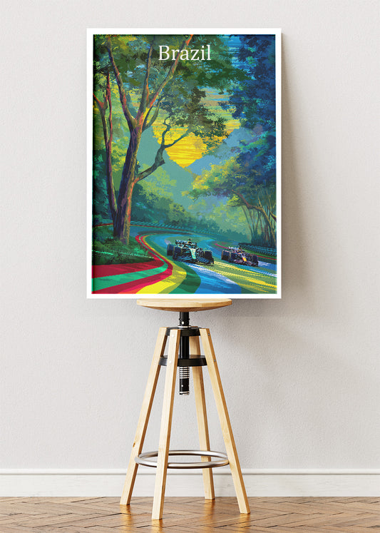 Brazil Formula One Racing Poster & Canvas | Forest Circuit Motorsport Wall Art