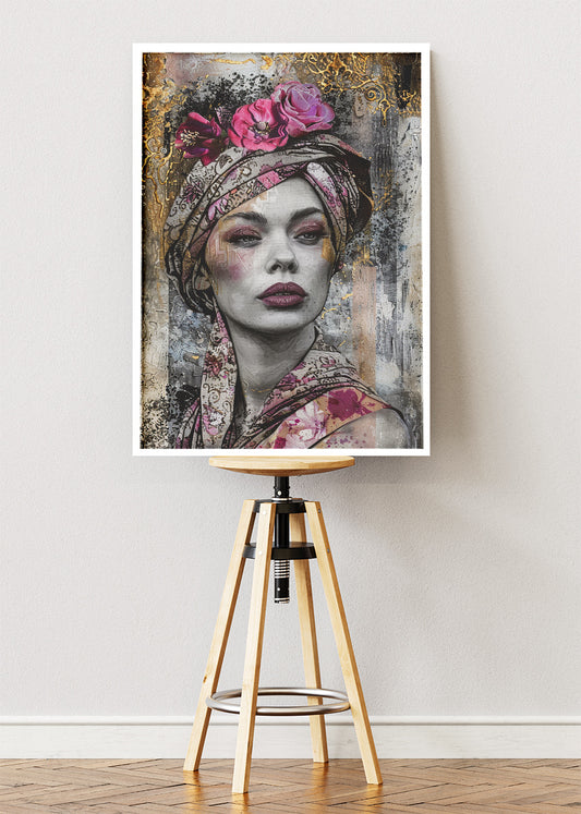 Vintage Rose Elegance Portrait Canvas & Poster Print – AI PRINT LAB