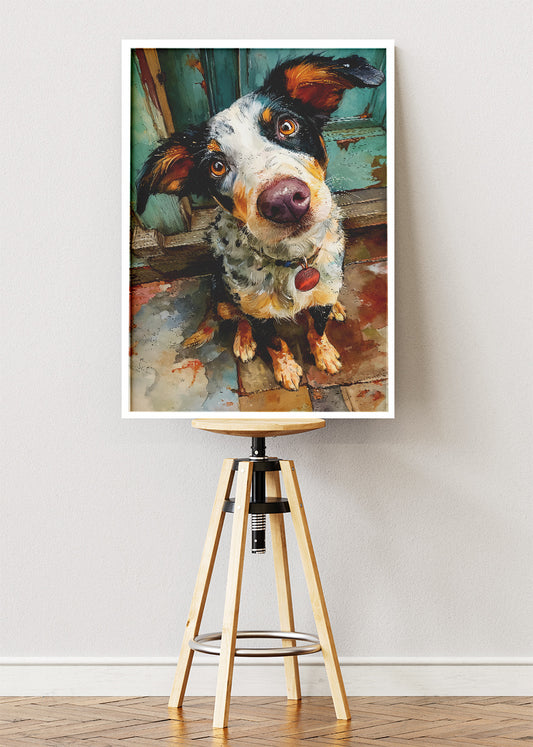 Cute Dog Portrait Watercolor Canvas & Poster Print – AI PRINT LAB