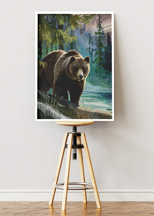 Majestic Forest Bear Wildlife Canvas & Poster Print – AI PRINT LAB