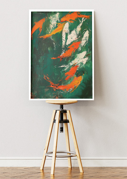 Abstract Koi Fish Painting Canvas & Poster Print – AI PRINT LAB