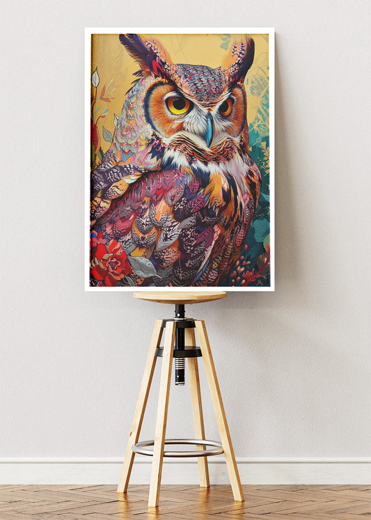 Colorful Ornate Owl Canvas & Poster Print – AI PRINT LAB