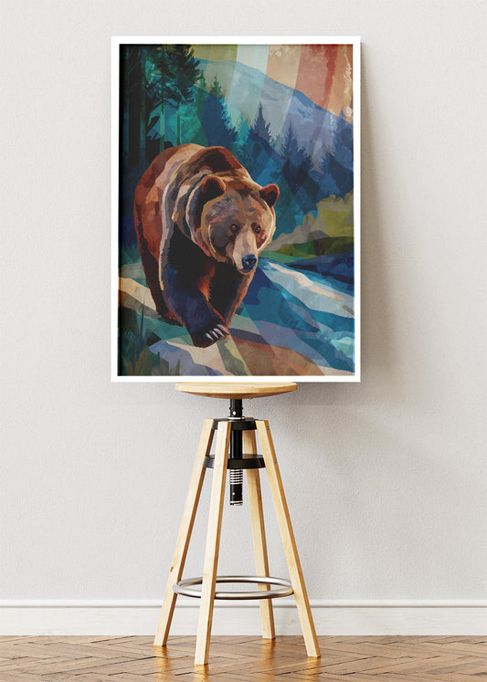 Majestic Brown Bear Forest Canvas & Poster Print – AI PRINT LAB