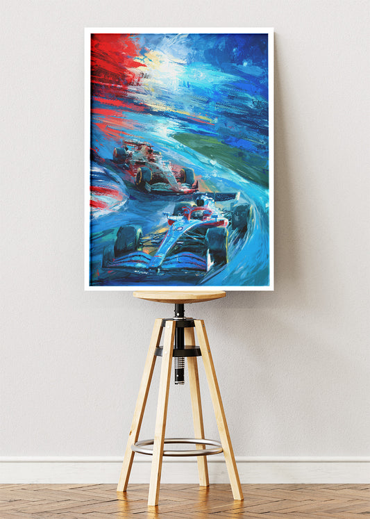 Formula 1 Racing Duel Abstract Motion Canvas Print & Poster – AI PRINT LAB