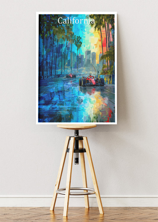 California Formula One Urban Street Circuit Poster & Canvas | Cinematic Motorsport Wall Art