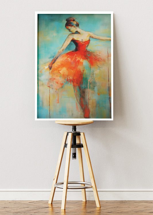 Abstract Ballerina in Red Dress Canvas & Poster Print – AI PRINT LAB