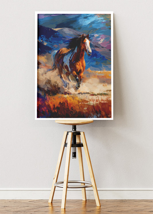 Wild Running Horse Mountain Canvas & Poster Print – AI PRINT LAB