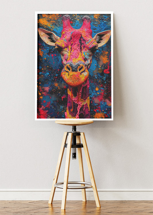 Colorful Giraffe Canvas Print & Poster – Abstract Animal Wall Art – AI PRINT LAB