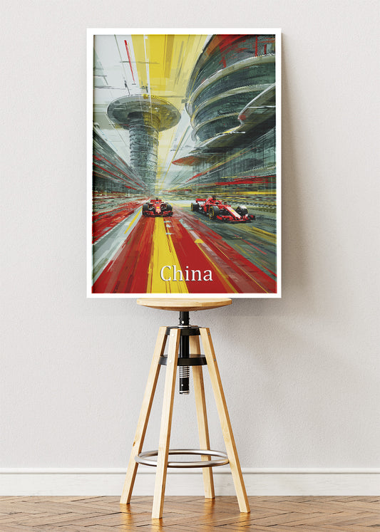 China Formula One Futuristic Circuit Poster & Canvas | Cinematic Motorsport Wall Art