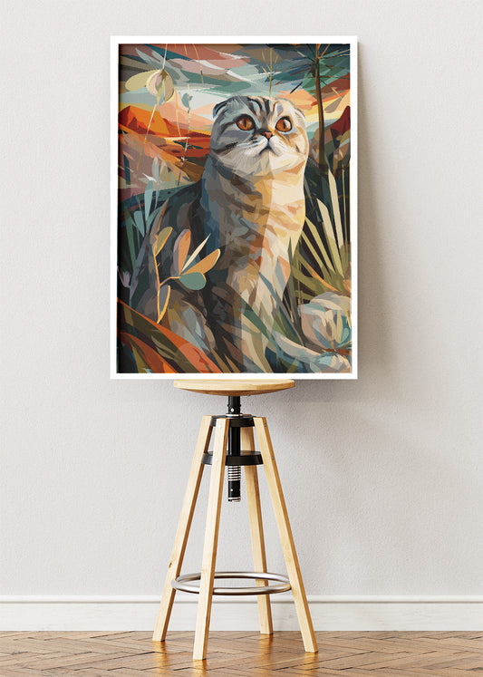 Artistic Cat Landscape Canvas Print & Poster – Modern Animal Wall Art – AI PRINT LAB