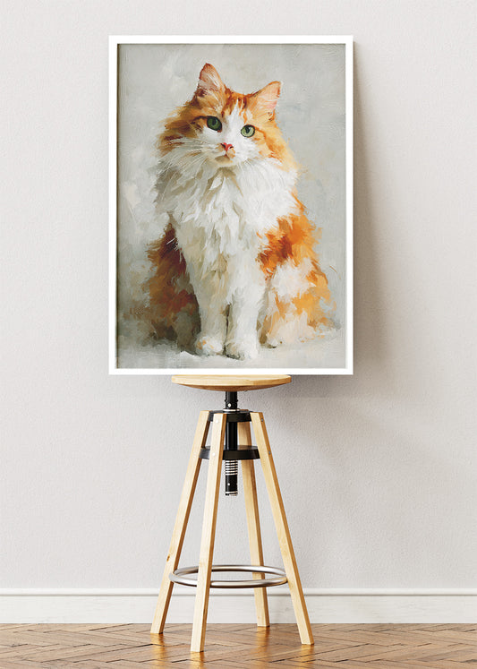 Elegant Cat Canvas Print & Poster – Minimalist Animal Wall Art – Soft Neutral Pet Portrait – AI PRINT LAB