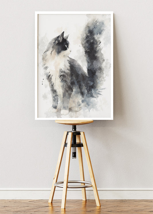 Watercolor Cat Canvas Print & Poster – Minimalist Animal Wall Art – Soft Neutral Home Decor – AI PRINT LAB