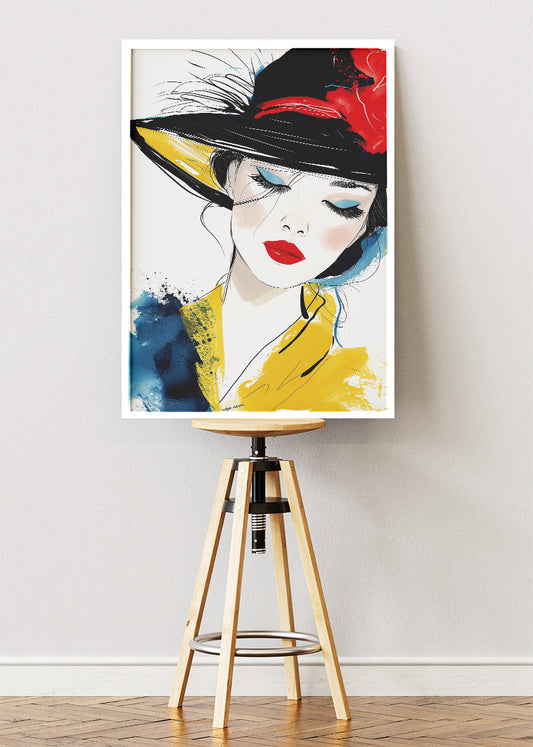 Chic Hat Muse Canvas & Poster Print – AI PRINT LAB