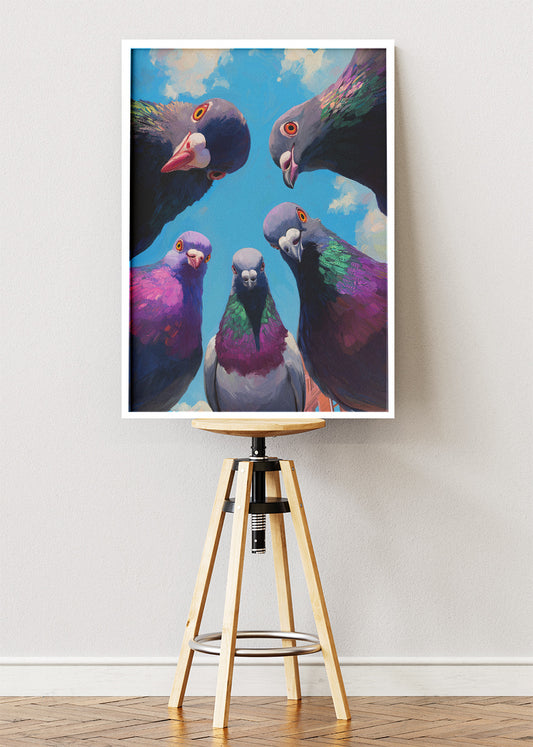 Funny Pigeon Canvas Print & Poster – Urban Bird Wall Art – Quirky Animal Decor – AI PRINT LAB