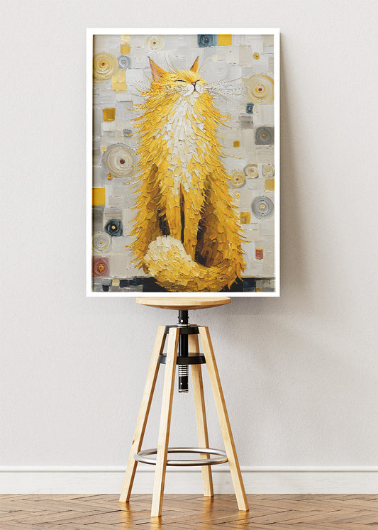 Golden Cat Canvas Print & Poster – Textured Abstract Animal Wall Art – Luxury Modern Decor – AI PRINT LAB