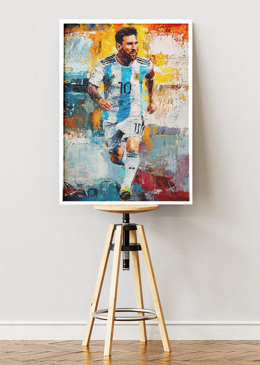 Lionel Messi Dynamic Action Wall Art | Expressive Football Art Poster & Canvas