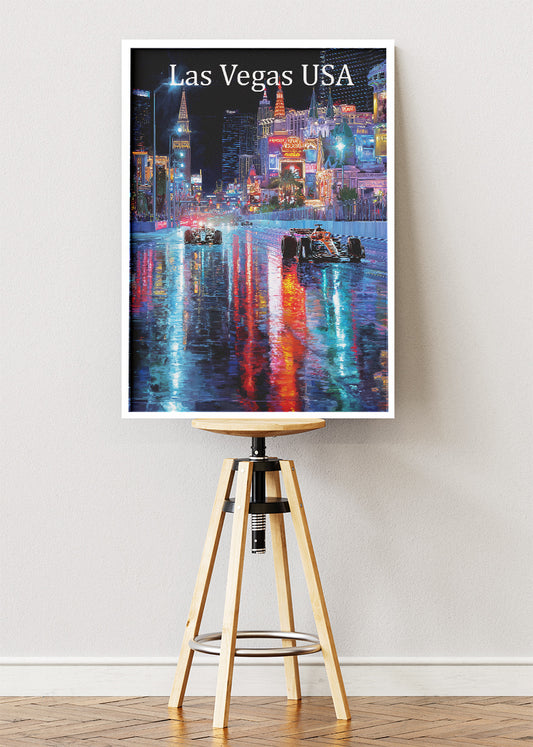 Las Vegas USA Formula 1 Neon Street Racing Canvas Print & Poster – AI PRINT LAB