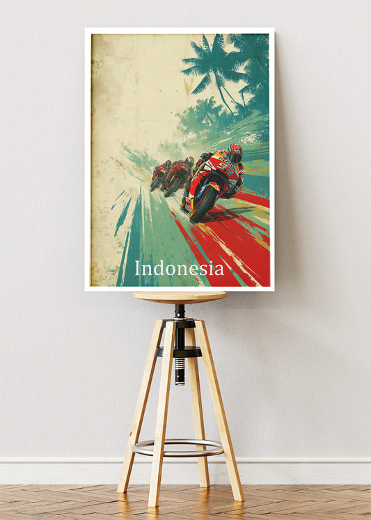 Indonesia Motorcycle Racing Motion Wall Art Poster & Canvas