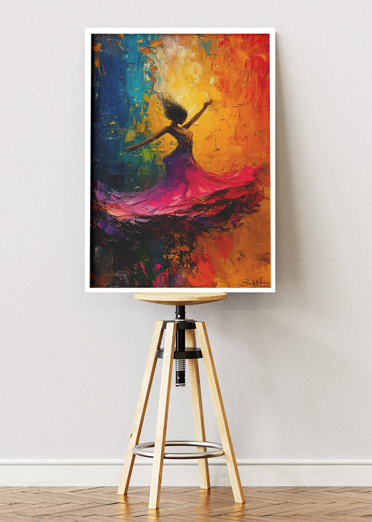 Vibrant Abstract Dancing Woman Canvas & Poster Print – AI PRINT LAB
