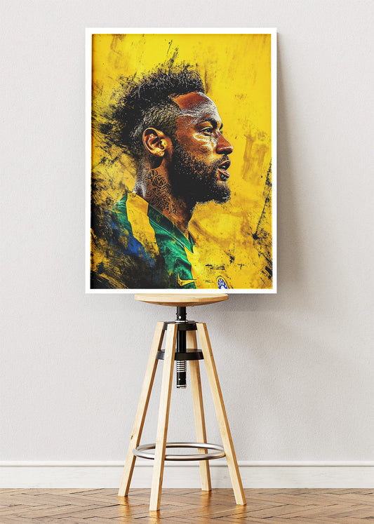Neymar Brazil Expressive Portrait Wall Art | Iconic Football Legend Poster & Canvas