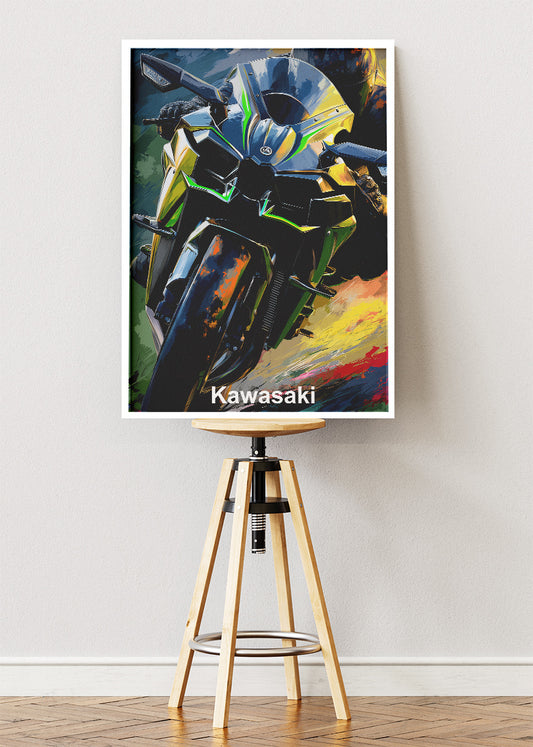 Kawasaki Superbike Power Wall Art Poster & Canvas