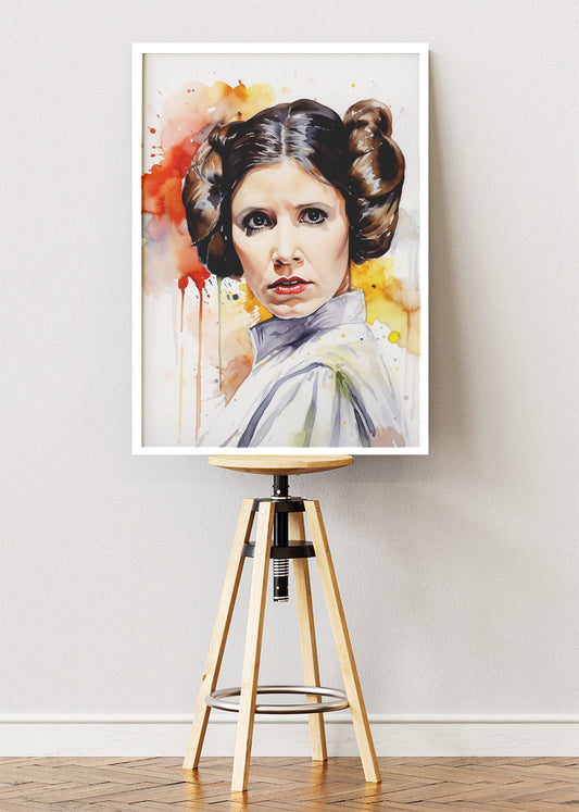 Princess Leia Watercolor Portrait Canvas & Poster Print – AI PRINT LAB