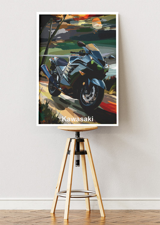 Kawasaki Sportbike Scenic Ride Wall Art Poster & Canvas