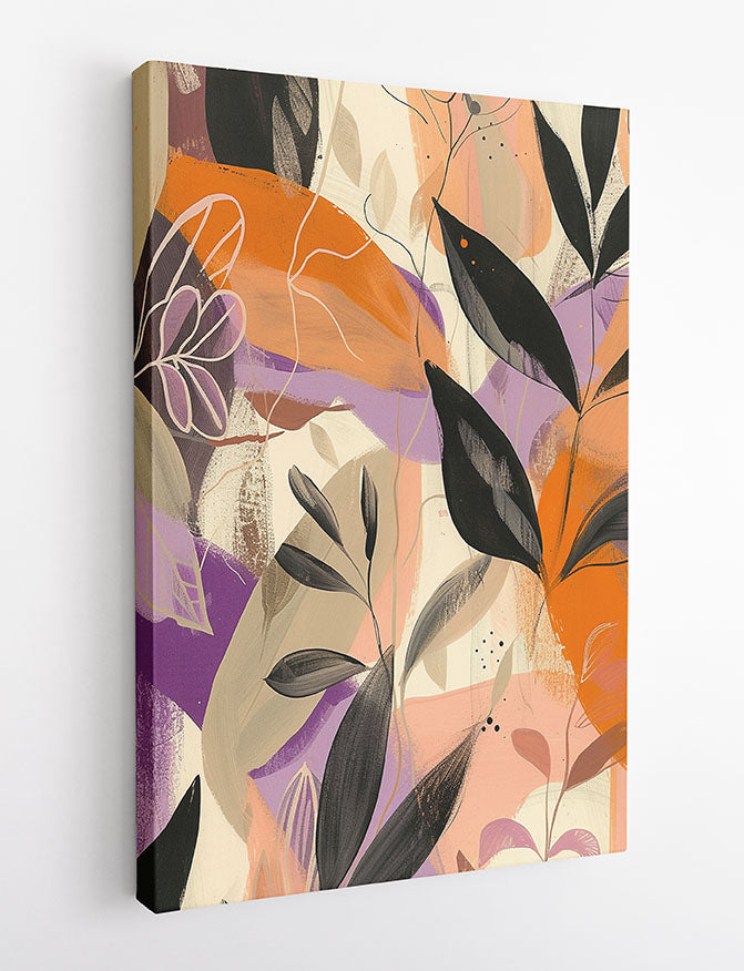 Abstract Botanical Leaves – Modern Nature Canvas & Poster Wall Art – T1071 – AiPrintLab
