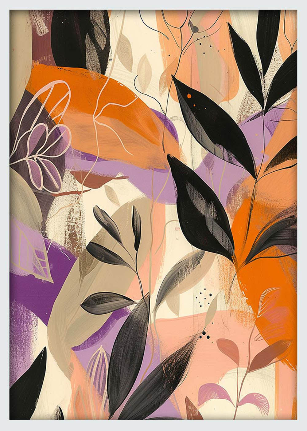 Abstract Botanical Leaves – Modern Nature Canvas & Poster Wall Art – T1071 – AiPrintLab
