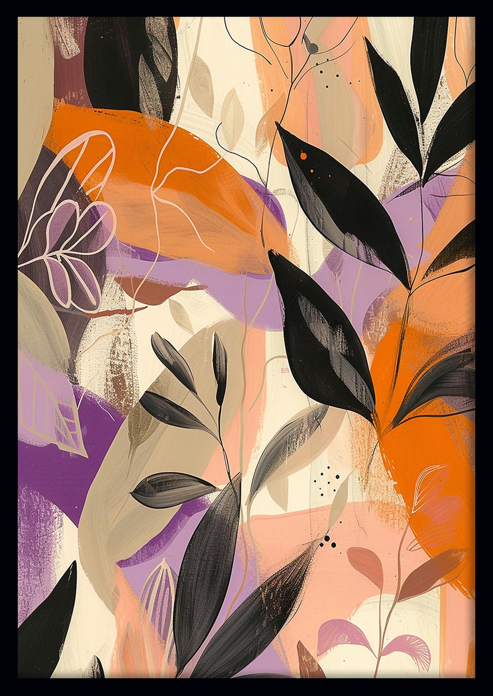 Abstract Botanical Leaves – Modern Nature Canvas & Poster Wall Art – T1071 – AiPrintLab