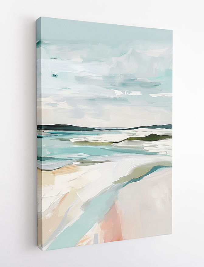 Abstract Coastal Horizon – Soft Pastel Seascape Canvas & Poster Wall Art – T1272 – AiPrintLab