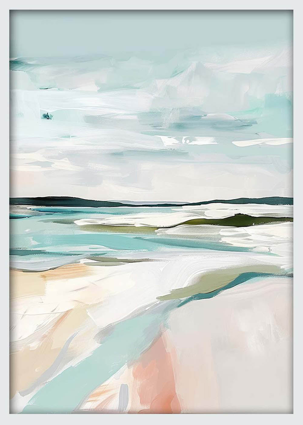 Abstract Coastal Horizon – Soft Pastel Seascape Canvas & Poster Wall Art – T1272 – AiPrintLab